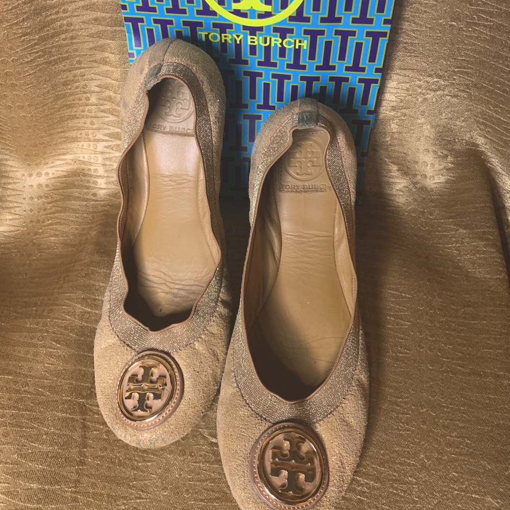 Tory Burch Caroline 2 Elastic Metallic Ballet Flat - image 8